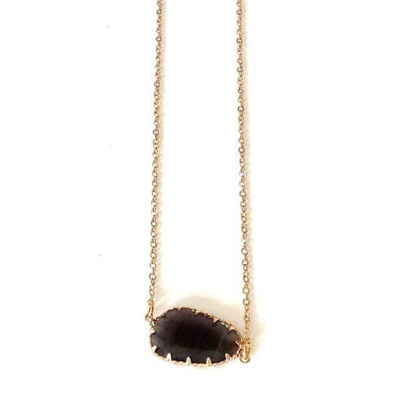 Black and Gold Rough Cut Gem Necklace - Picture 1 of 2